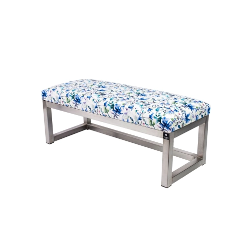 Ławka Pufa Tapicerowana Kwiaty Malowane Stal Nierdzewna Szczotkowana / Polerowana LGM-2 Rozmiary od 50 cm do 200 cm