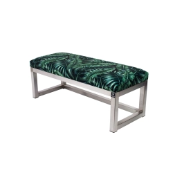 Ławka Pufa Tapicerowana Liście Tropikalne Stal Nierdzewna Szczotkowana / Polerowana LGM-2 Rozmiary od 50 cm do 200 cm
