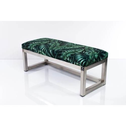 Ławka Pufa Tapicerowana Liście Tropikalne Stal Nierdzewna Szczotkowana / Polerowana LGM-2 Rozmiary od 50 cm do 200 cm