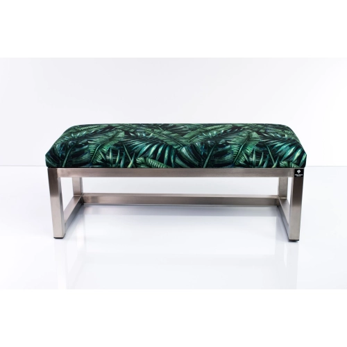 Ławka Pufa Tapicerowana Liście Tropikalne Stal Nierdzewna Szczotkowana / Polerowana LGM-2 Rozmiary od 50 cm do 200 cm
