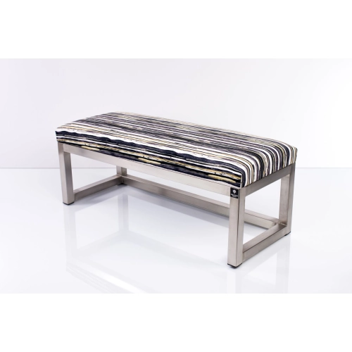 Ławka Pufa Tapicerowana Malowane Paski Stal Nierdzewna Szczotkowana / Polerowana LGM-2 Rozmiary od 50 cm do 200 cm
