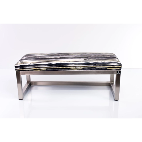 Ławka Pufa Tapicerowana Malowane Paski Stal Nierdzewna Szczotkowana / Polerowana LGM-2 Rozmiary od 50 cm do 200 cm