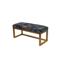 Ławka Pufa Tapicerowana Siedzisko Gładkie Ornament vintage na granatowym LGM-2 Rozmiary od 45 cm do 200 cm