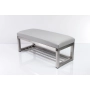 Ławka Pufa Tapicerowana Siedzisko Gładkie Ekoskóra Popiel Stal Nierdzewna Szczotkowana / Polerowana LGM-3 Rozmiary od 50 cm do 200 cm