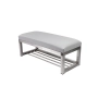 Ławka Pufa Tapicerowana Siedzisko Gładkie Ekoskóra Popiel Stal Nierdzewna Szczotkowana / Polerowana LGM-3 Rozmiary od 50 cm do 200 cm