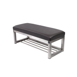 Ławka Pufa Tapicerowana Siedzisko Gładkie Ekoskóra Grafit Stal Nierdzewna Szczotkowana / Polerowana LGM-3 Rozmiary od 50 cm do 200 cm