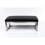 Ławka Pufa Tapicerowana Siedzisko Gładkie Ekoskóra Czarny Stal Nierdzewna Szczotkowana / Polerowana LGM-3 Rozmiary od 50 cm do 200 cm