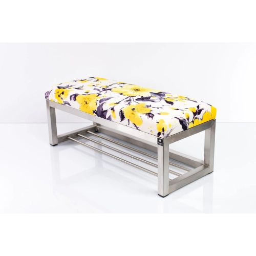 Ławka Pufa Tapicerowana Marakesz Żółty Stal Nierdzewna Szczotkowana / Polerowana LGM-3 Rozmiary od 50 cm do 200 cm