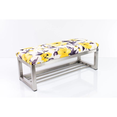 Ławka Pufa Tapicerowana Marakesz Żółty Stal Nierdzewna Szczotkowana / Polerowana LGM-3 Rozmiary od 50 cm do 200 cm