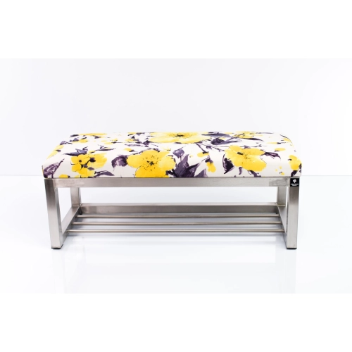 Ławka Pufa Tapicerowana Marakesz Żółty Stal Nierdzewna Szczotkowana / Polerowana LGM-3 Rozmiary od 50 cm do 200 cm