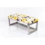 Ławka Pufa Tapicerowana Marakesz Żółty Stal Nierdzewna Szczotkowana / Polerowana LGM-3 Rozmiary od 50 cm do 200 cm