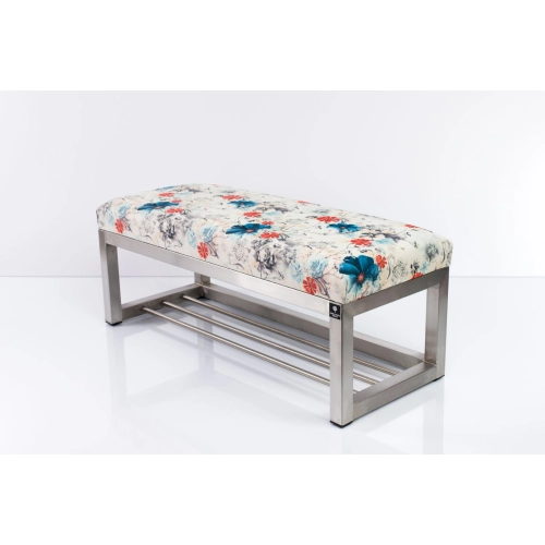 Ławka Pufa Tapicerowana Print AB1 Stal Nierdzewna Szczotkowana / Polerowana LGM-3 Rozmiary od 50 cm do 200 cm