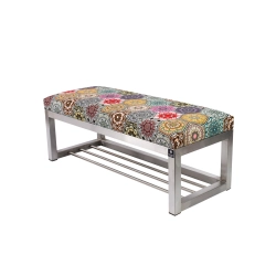 Ławka Pufa Tapicerowana Hexagony Mandala Stal Nierdzewna Szczotkowana / Polerowana LGM-3 Rozmiary od 50 cm do 200 cm