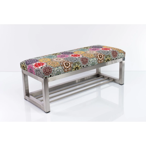 Ławka Pufa Tapicerowana Hexagony Mandala Stal Nierdzewna Szczotkowana / Polerowana LGM-3 Rozmiary od 50 cm do 200 cm
