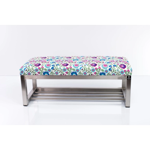 Ławka Pufa Tapicerowana Kwiaty Łowieckie Stal Nierdzewna Szczotkowana / Polerowana LGM-3 Rozmiary od 50 cm do 200 cm