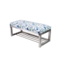 Ławka Pufa Tapicerowana Kwiaty Malowane Stal Nierdzewna Szczotkowana / Polerowana LGM-3 Rozmiary od 50 cm do 200 cm