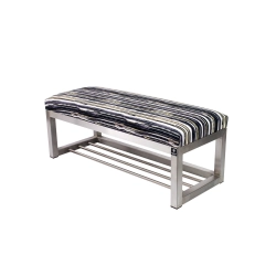 Ławka Pufa Tapicerowana Malowane Paski Stal Nierdzewna Szczotkowana / Polerowana LGM-3 Rozmiary od 50 cm do 200 cm