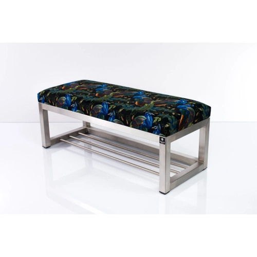 Ławka Pufa Tapicerowana Pawie Stal Nierdzewna Szczotkowana / Polerowana LGM-3 Rozmiary od 50 cm do 200 cm