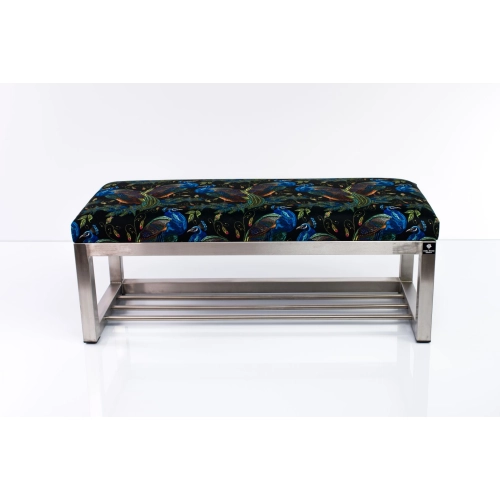 Ławka Pufa Tapicerowana Pawie Stal Nierdzewna Szczotkowana / Polerowana LGM-3 Rozmiary od 50 cm do 200 cm