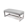 Ławka Pufa Tapicerowana Siedzisko Gładkie Ekoskóra Popiel Stal Nierdzewna Szczotkowana / Polerowana LGM-4 Rozmiary od 50 cm do 200 cm