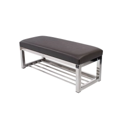 Ławka Pufa Tapicerowana Siedzisko Gładkie Ekoskóra Grafit Stal Nierdzewna Szczotkowana / Polerowana LGM-4 Rozmiary od 50 cm do 200 cm
