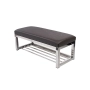 Ławka Pufa Tapicerowana Siedzisko Gładkie Ekoskóra Grafit Stal Nierdzewna Szczotkowana / Polerowana LGM-4 Rozmiary od 50 cm do 200 cm