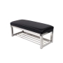 Ławka Pufa Tapicerowana Siedzisko Gładkie Ekoskóra Czarny Stal Nierdzewna Szczotkowana / Polerowana LGM-4 Rozmiary od 50 cm do 200 cm