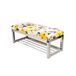 Ławka Pufa Tapicerowana Marakesz Żółty Stal Nierdzewna Szczotkowana / Polerowana LGM-4 Rozmiary od 50 cm do 200 cm