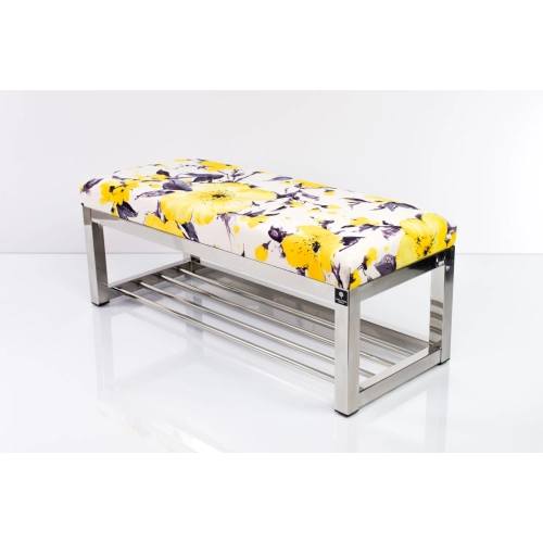 Ławka Pufa Tapicerowana Marakesz Żółty Stal Nierdzewna Szczotkowana / Polerowana LGM-4 Rozmiary od 50 cm do 200 cm