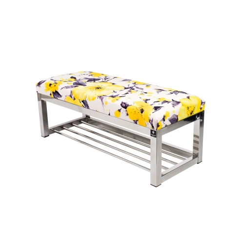 Ławka Pufa Tapicerowana Marakesz Żółty Stal Nierdzewna Szczotkowana / Polerowana LGM-4 Rozmiary od 50 cm do 200 cm