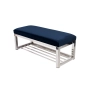 Ławka Pufa Tapicerowana Siedzisko Gładkie Granatowy Stal Nierdzewna Szczotkowana / Polerowana LGM-4 Rozmiary od 50 cm do 200 cm