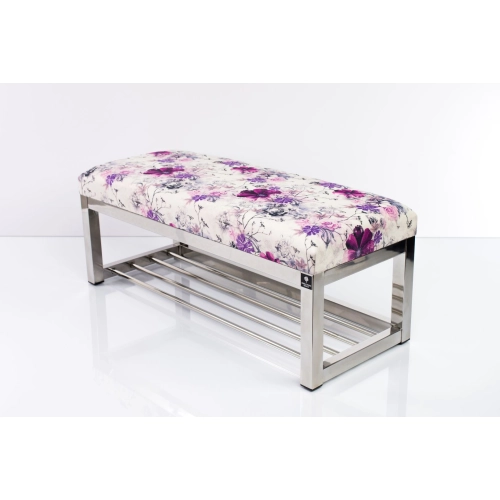 Ławka Pufa Tapicerowana Print AB3 Stal Nierdzewna Szczotkowana / Polerowana LGM-4 Rozmiary od 50 cm do 200 cm