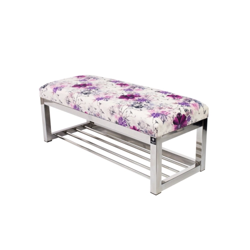 Ławka Pufa Tapicerowana Print AB3 Stal Nierdzewna Szczotkowana / Polerowana LGM-4 Rozmiary od 50 cm do 200 cm