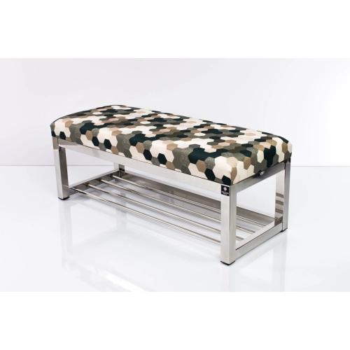 Ławka Pufa Tapicerowana Print AC2 Stal Nierdzewna Szczotkowana / Polerowana LGM-4 Rozmiary od 50 cm do 200 cm
