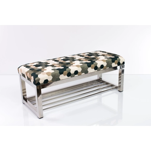 Ławka Pufa Tapicerowana Print AC2 Stal Nierdzewna Szczotkowana / Polerowana LGM-4 Rozmiary od 50 cm do 200 cm