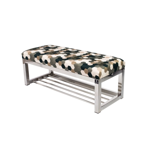 Ławka Pufa Tapicerowana Print AC2 Stal Nierdzewna Szczotkowana / Polerowana LGM-4 Rozmiary od 50 cm do 200 cm