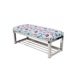 Ławka Pufa Tapicerowana Kwiaty Łowieckie Stal Nierdzewna Szczotkowana / Polerowana LGM-4 Rozmiary od 50 cm do 200 cm