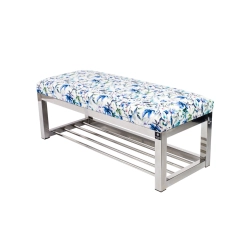 Ławka Pufa Tapicerowana Kwiaty Malowane Stal Nierdzewna Szczotkowana / Polerowana LGM-4 Rozmiary od 50 cm do 200 cm