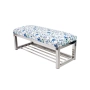 Ławka Pufa Tapicerowana Kwiaty Malowane Stal Nierdzewna Szczotkowana / Polerowana LGM-4 Rozmiary od 50 cm do 200 cm