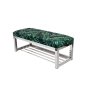 Ławka Pufa Tapicerowana Liście Tropikalne Stal Nierdzewna Szczotkowana / Polerowana LGM-4 Rozmiary od 50 cm do 200 cm