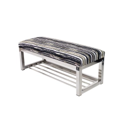 Ławka Pufa Tapicerowana Malowane Paski Stal Nierdzewna Szczotkowana / Polerowana LGM-4 Rozmiary od 50 cm do 200 cm