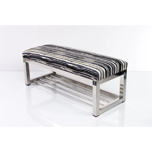 Ławka Pufa Tapicerowana Malowane Paski Stal Nierdzewna Szczotkowana / Polerowana LGM-4 Rozmiary od 50 cm do 200 cm