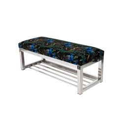 Ławka Pufa Tapicerowana Pawie Stal Nierdzewna Szczotkowana / Polerowana LGM-4 Rozmiary od 50 cm do 200 cm