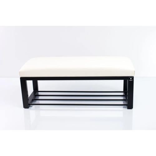 Ławka Pufa Tapicerowana Siedzisko Gładkie Ekoskóra Biały Stal LGM-6 Rozmiary od 50 cm do 200 cm