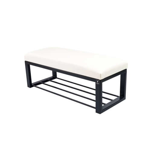 Ławka Pufa Tapicerowana Siedzisko Gładkie Ekoskóra Biały Stal LGM-6 Rozmiary od 50 cm do 200 cm