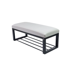 Ławka Pufa Tapicerowana Siedzisko Gładkie Ekoskóra Popiel Stal LGM-6 Rozmiary od 50 cm do 200 cm