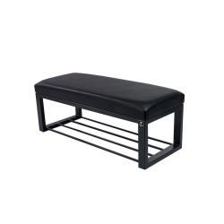 Ławka Pufa Tapicerowana Siedzisko Gładkie Ekoskóra Czarny Stal LGM-6 Rozmiary od 50 cm do 200 cm