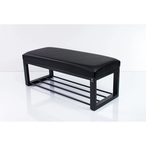 Ławka Pufa Tapicerowana Siedzisko Gładkie Ekoskóra Czarny Stal LGM-6 Rozmiary od 50 cm do 200 cm