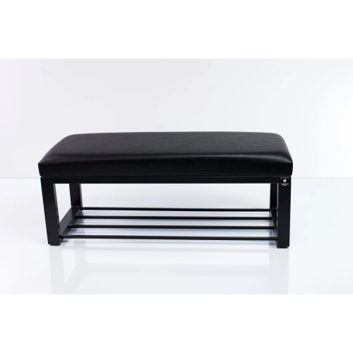 Ławka Pufa Tapicerowana Siedzisko Gładkie Ekoskóra Czarny Stal LGM-6 Rozmiary od 50 cm do 200 cm