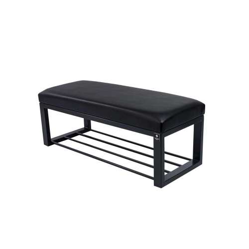 Ławka Pufa Tapicerowana Siedzisko Gładkie Ekoskóra Czarny Stal LGM-6 Rozmiary od 50 cm do 200 cm